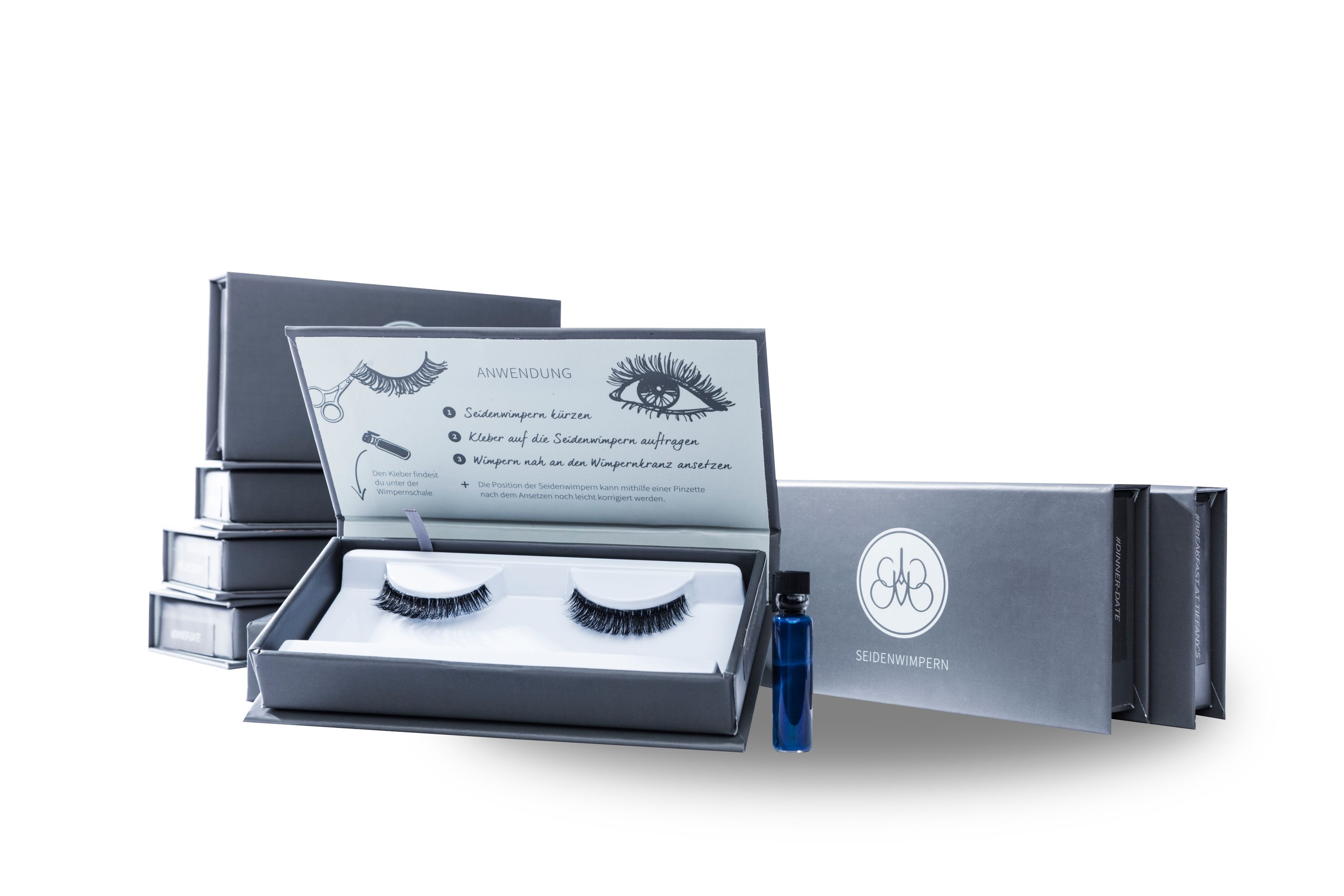 Wimpern-3D-Fächer D Curl – Seidenwimpern Für Volumentechnik, 0,15mm, Längen 8-14mm, 12 Streifen