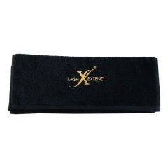 Edles G�stehandtuch von Lashextend in schwarz mit goldenem Logo